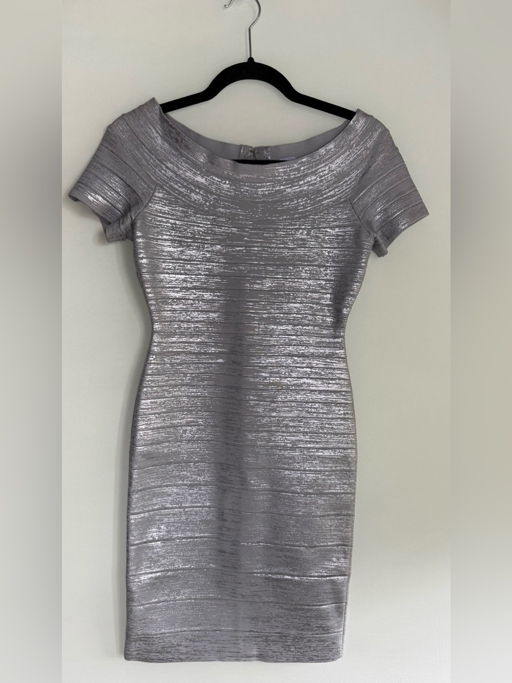 Herve Leger Carmen Sliver Blue Sugar Plum Foil Bandage dress • Women’s small